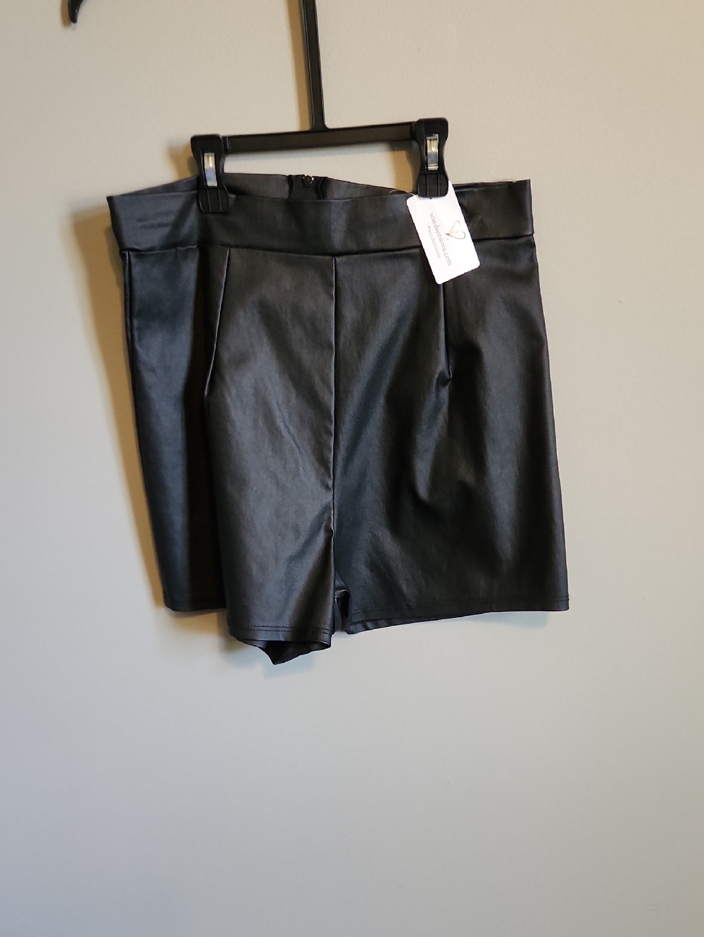 Windsor Black Faux Leather High-Waist Shorts